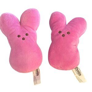 Peeps Plush Pink Bunny Rabbit Easter Lot of 2 6" Soft Stuffed Animal Just Born